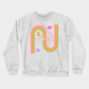 virgo 70s Rainbow with planets Crewneck Sweatshirt